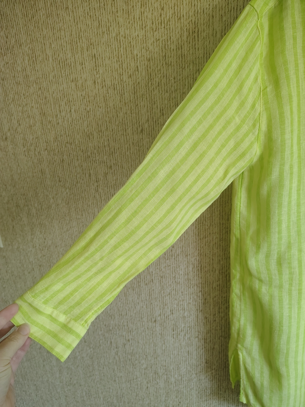 NEW Martha Stewart Lime Green Longline Linen Blend Button Down Shirt, Sz M - Picture 6 of 8